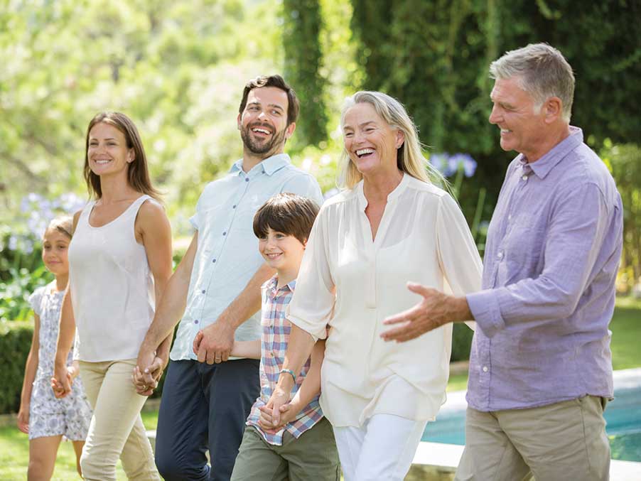 family walking in the park