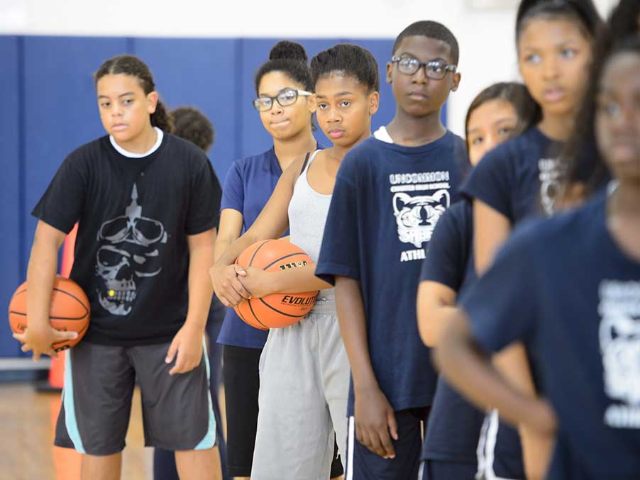 students in a gym class